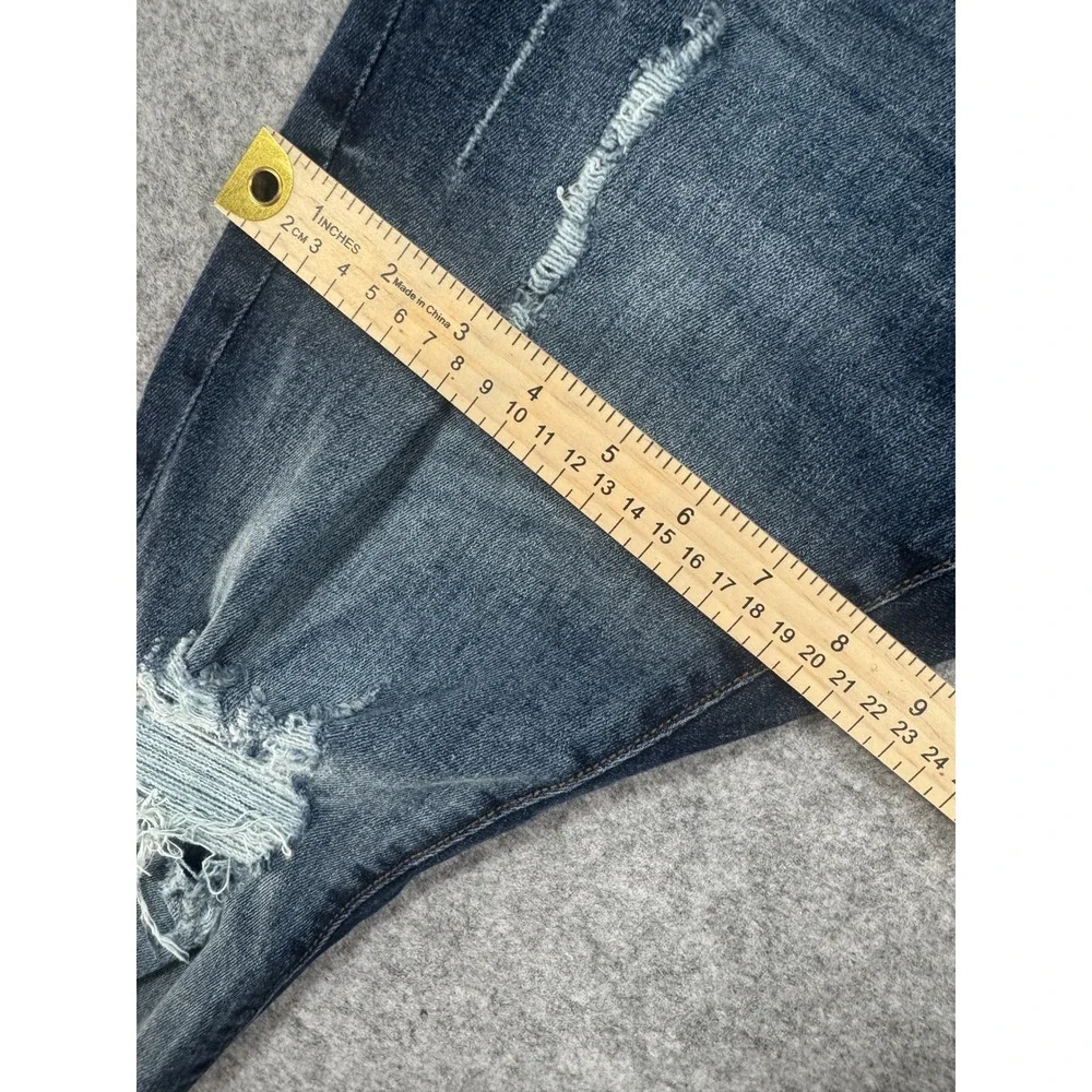 YoungLA Distressed Skinny Jeans 28 Blue Ripped Ankle Zip Denim